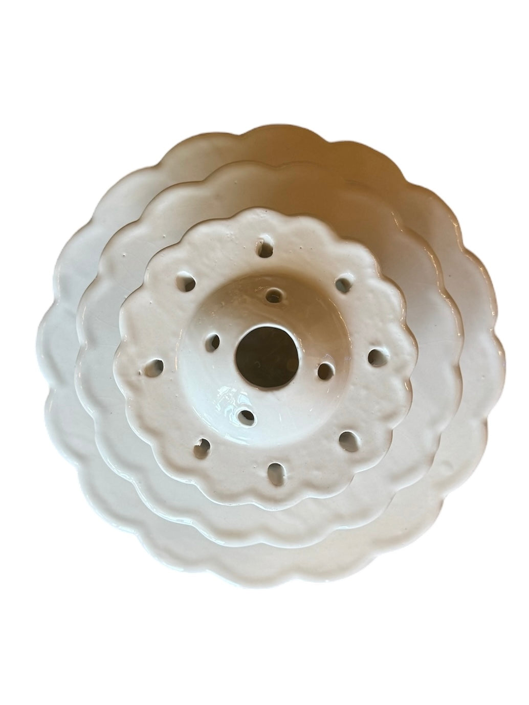 White Tiered Flower Frog Vase - Martha Stewart by Mail
Vintage 1990s Martha Stewart Ceramic Vase
Martha Stewart Collectible Flower Frog - Tiered Design
Scalloped Edge Tiered Flower Frog Vase
Vintage Martha Stewart "Martha By Mail" Flower Frog