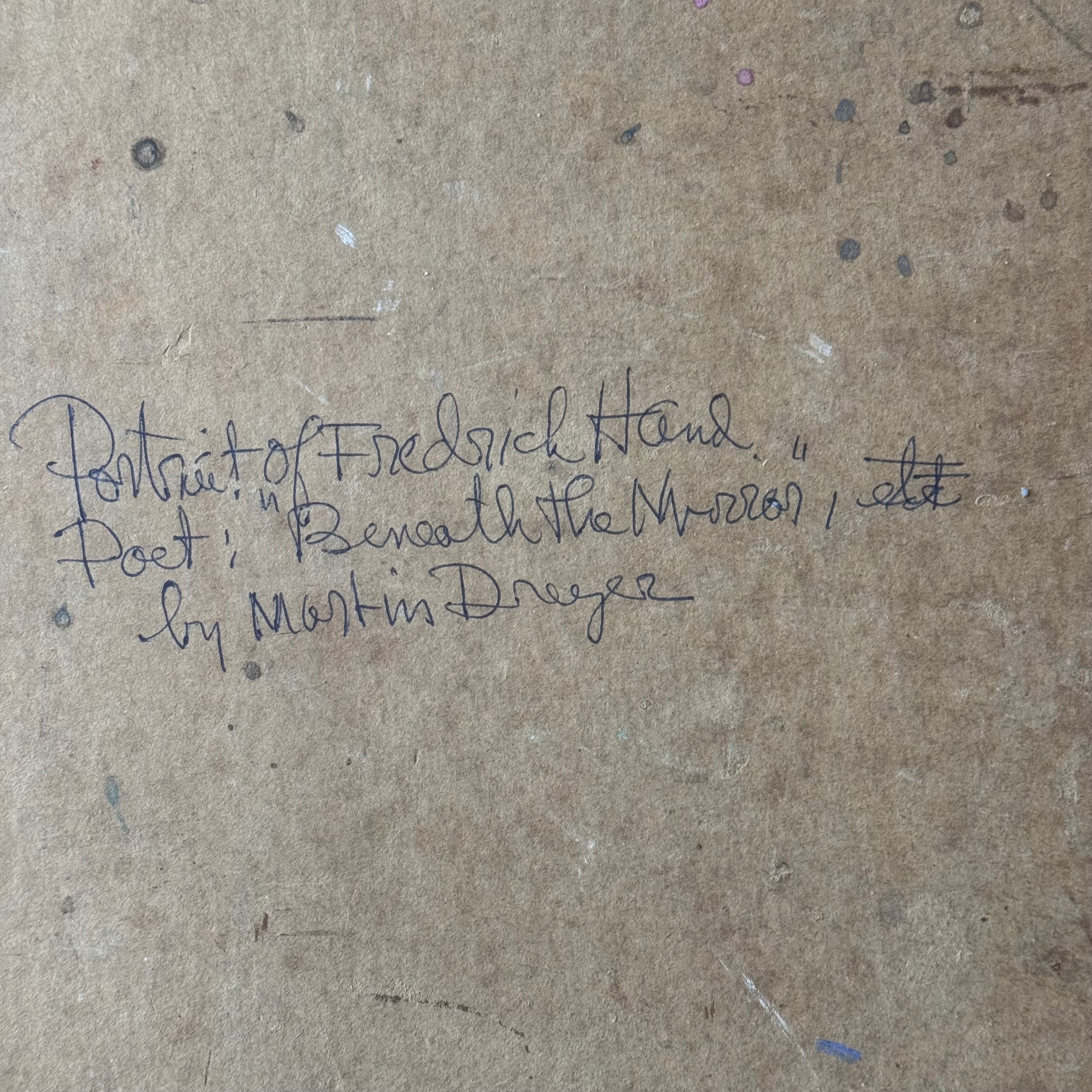 wall art
TX artist
Texas artist
Texas
portrait
Painting
Oil painting
MARTIN DREYER
Dallas
art under 1000
Art
1940s
An Oil Painting by Martin Dreyer (1909-2001): "Behind the Mirror"
An Oil Painting by Martin Dreyer
Painting by Martin Dreyer
Portrait of Fredric Hand
Portrait of Fredric Hand "Behind the Mirror"