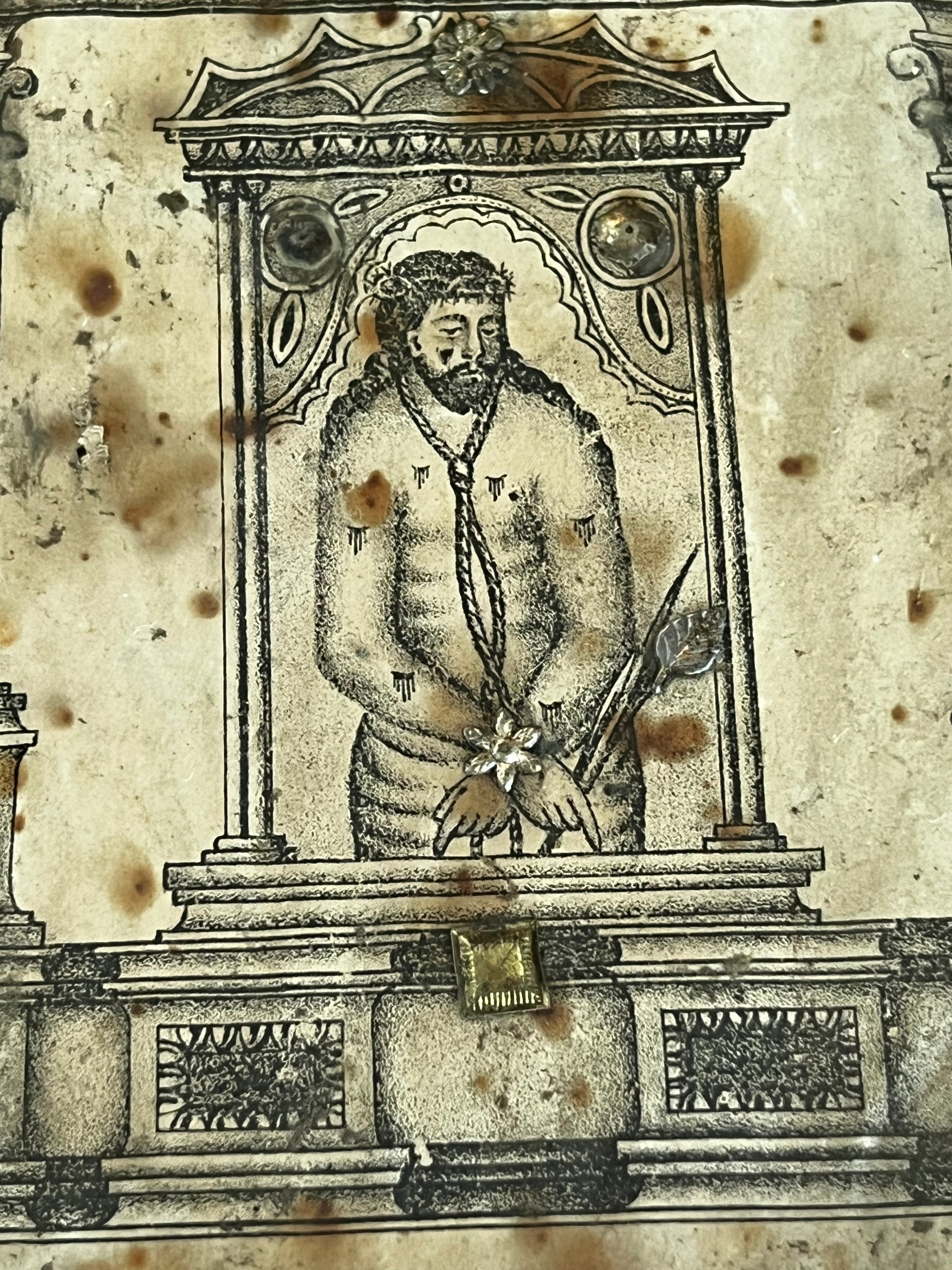 wall art
tin
retablo
religious
Print
Mexico
Mexican
Lord of the Cane
Home
folk art
Art for All
Art
antique
19th century
art under 1000
Glass