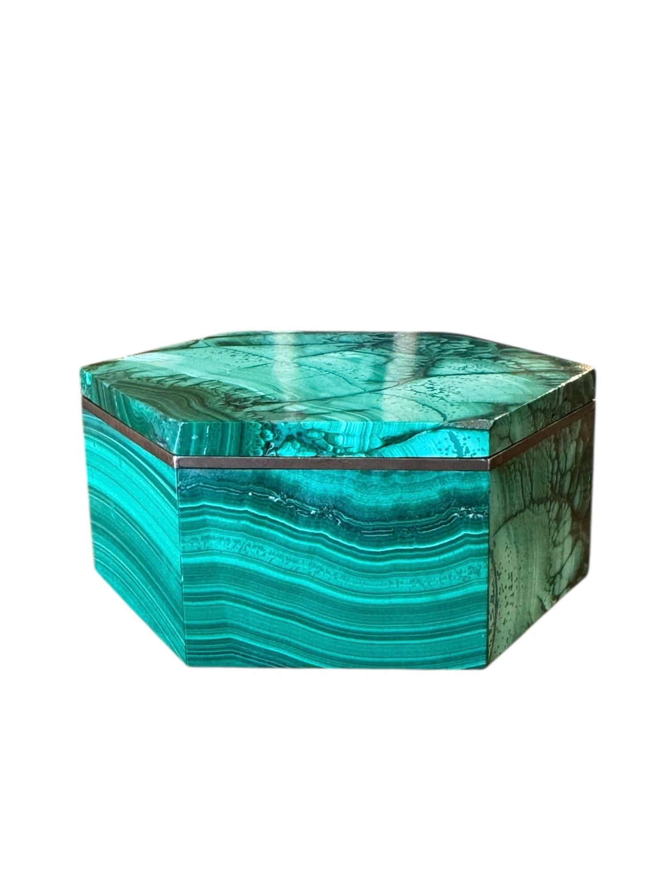 Malachite
Box
Hexagonal
Copper
Stone
Vintage
Decorative
Design
Green
Unique
Geometric
Striated
ByCloudia
Malachite box
Hexagonal box
Copper trim
Design object
Stone box
Unique design
Decorative box
Vintage box
Geometric box