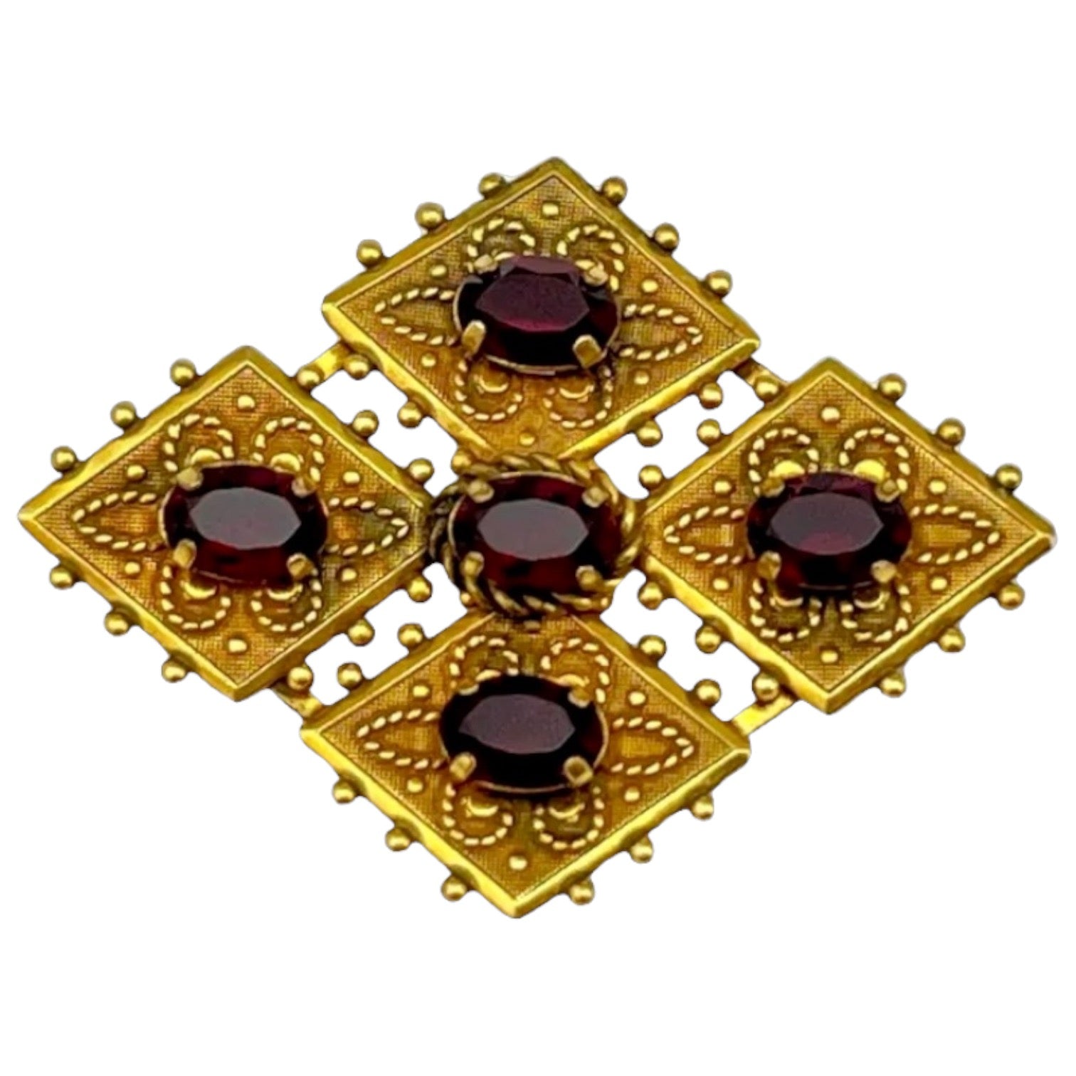10K Gold Garnet Pin