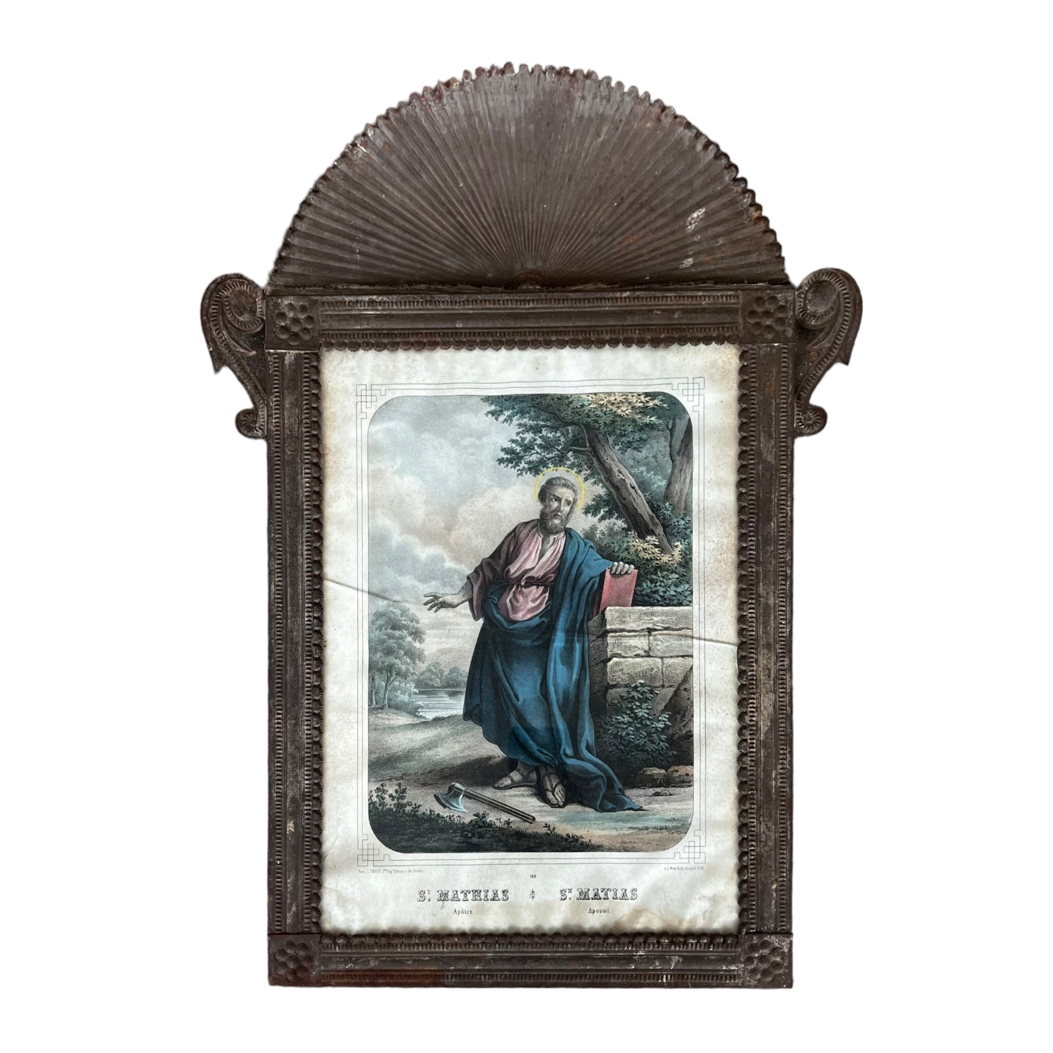 wall art
tin
saint matthew
retablo
religious
Mexico
Mexican
Home
folk art
Art
antique
19th century
art under 1000