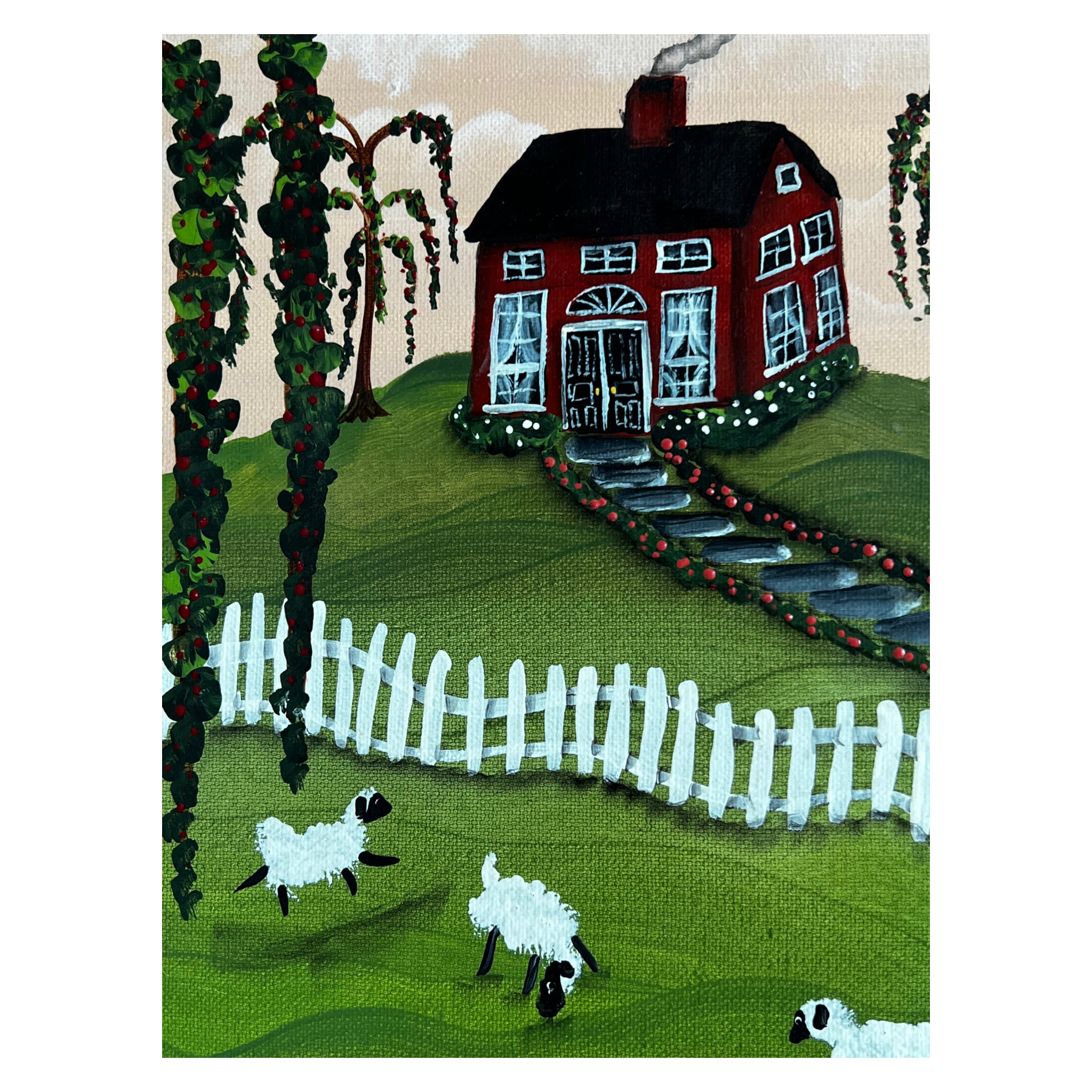wall art
Vintage
trees
sheep
Painting
original art
Home
Green
folk art
Barbara Thibodeaux
Art
Animals
american
acrylic painting
2000s
Landscape