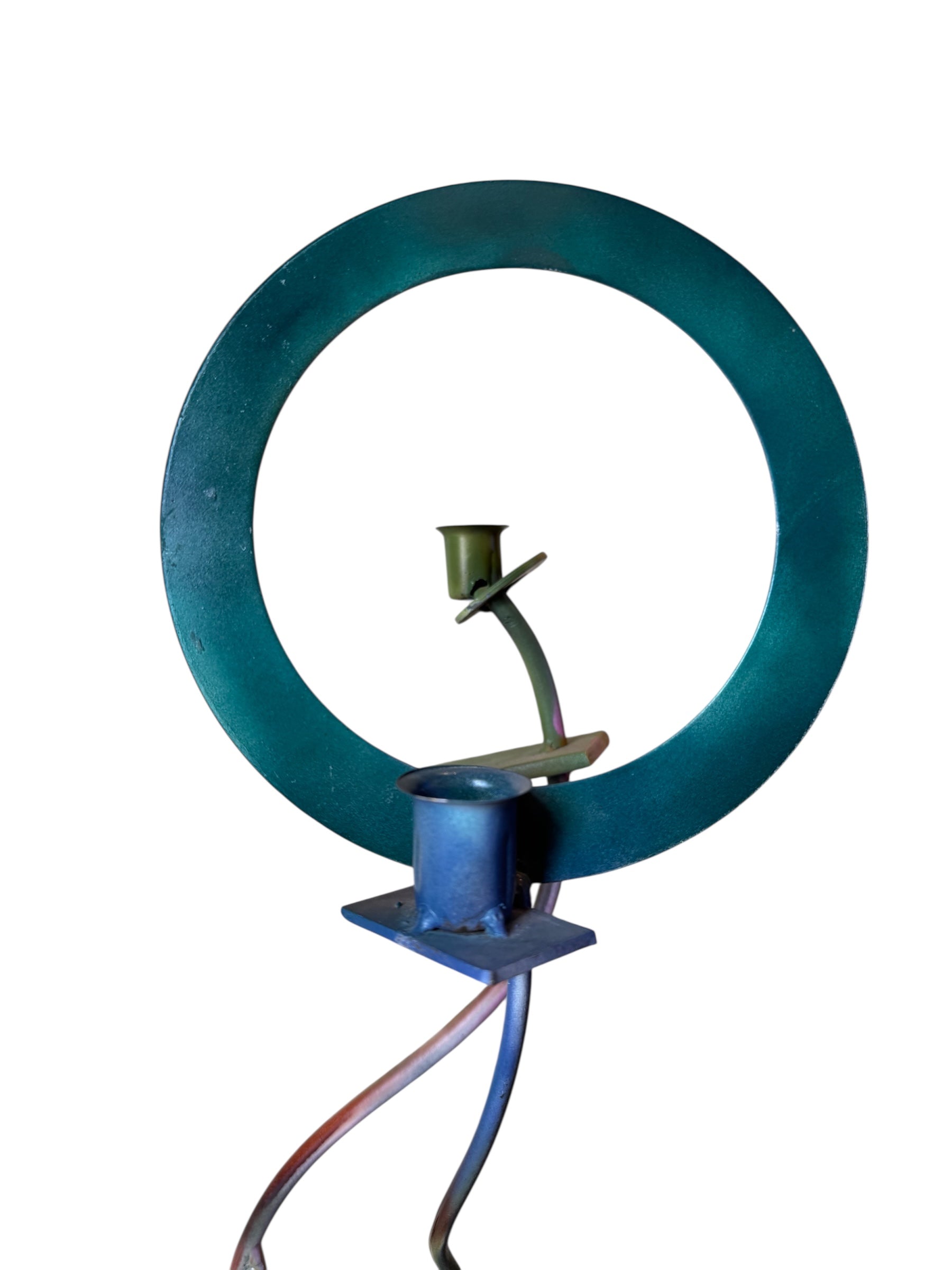 Luis Colmenares (American/New Orleans, b. 1959), Two Steel Three Light Candlestick Sculptures, 1998, Candlesticks, Steel, multicolored, New Orleans, Sculptures, Powder Coated