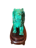 Polished Malachite Lion on Wooden Stand 
Malachite Sculpture with Stand for Decor 
Malachite Lion Art on Display Stand 
Powerful Malachite Lion Sculpture - Design Object 
Geometric Malachite Sculpture - Lion
Striking Malachite Animal Sculpture: Lion