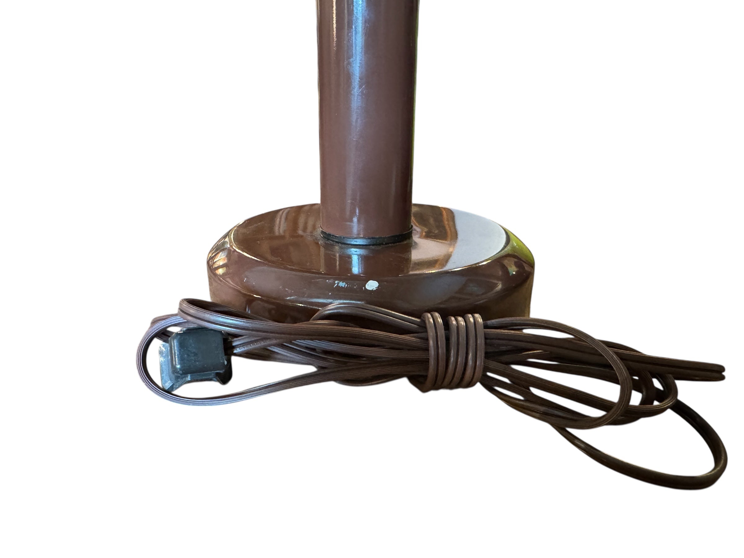 Mid-century modern brown table lamp with a flexible gooseneck.
Retro brown Fagerhults Cobra table lamp from the 1970s.