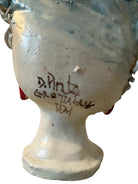 Testine By Dominico Pinto, Dominico Pinto, Ceramic, Contemporary, Grottagile Ceramic, Apulian, Woman, Sculpture, Head Sculpture, Table top, Teste Di Moro Interpretation, Sicilian Folklore,