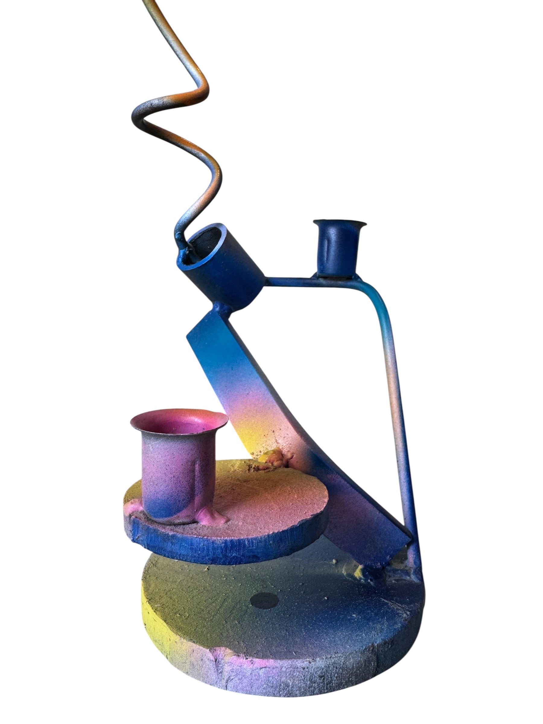 Luis Colmenares (American/New Orleans, b. 1959), Two Steel Three Light Candlestick Sculptures, 1998, Candlesticks, Steel, multicolored, New Orleans, Sculptures, Powder Coated