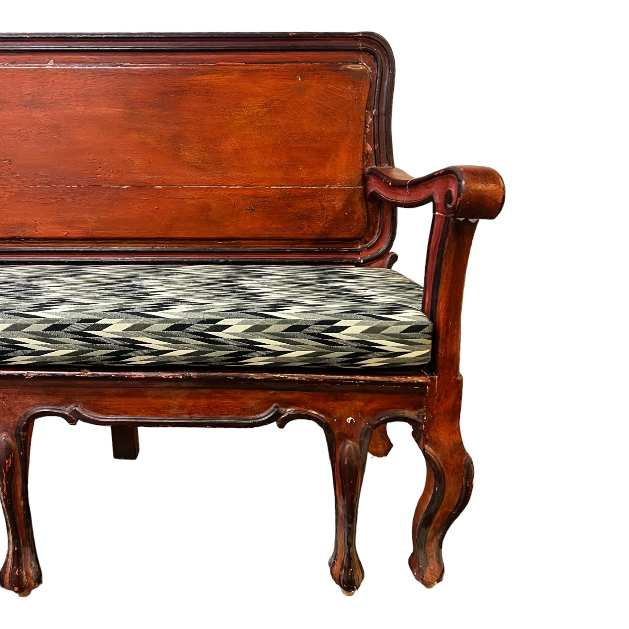 wood
spain
reupholstered
Red
living room
home decor
Home
entryway
dining room
custom
cabriole legs
black and white
bench
spanish
geometric
geometric design
large chair