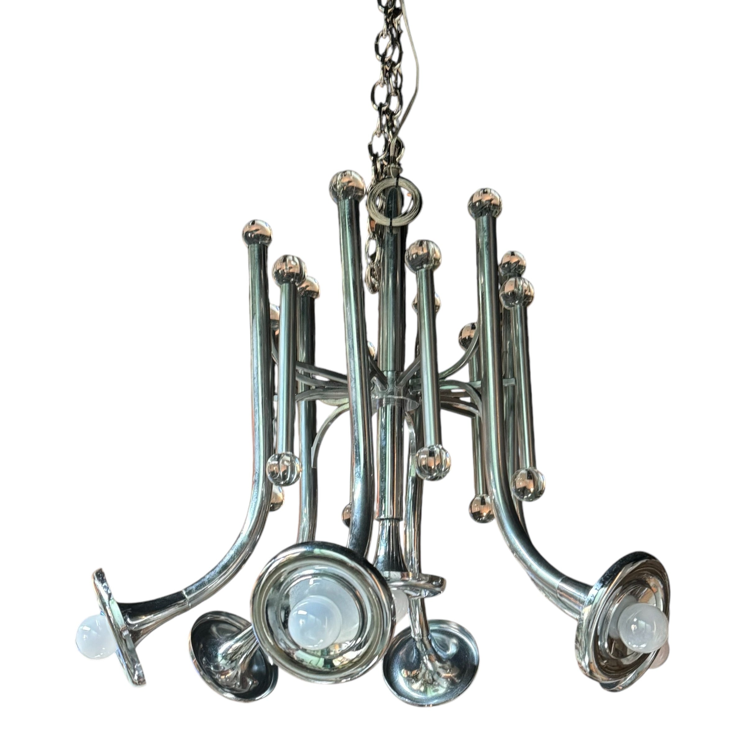 Vintage
trumpet
modernist
modern
Metal
Lighting
lamps
italy
italian
Gaetano Sciolari
Chrome
chandelier
1970s
1960s
Vintage Trumpet Chandelier Attributed to Gaetano Sciolari
Trumpet Chandelier Attributed to Gaetano Sciolari
Chandelier Attributed to Gaetano Sciolari
Vintage Trumpet Chandelier
vintage hanging lamp
retro lamp
retro lighting
vintage lamp
vintage lamp austin