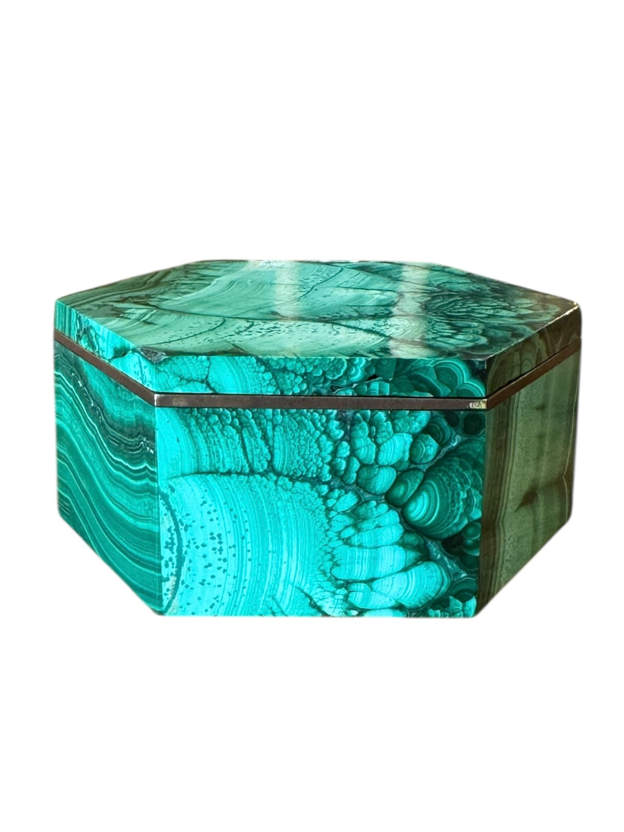 Malachite
Box
Hexagonal
Copper
Stone
Vintage
Decorative
Design
Green
Unique
Geometric
Striated
ByCloudia
Malachite box
Hexagonal box
Copper trim
Design object
Stone box
Unique design
Decorative box
Vintage box
Geometric box