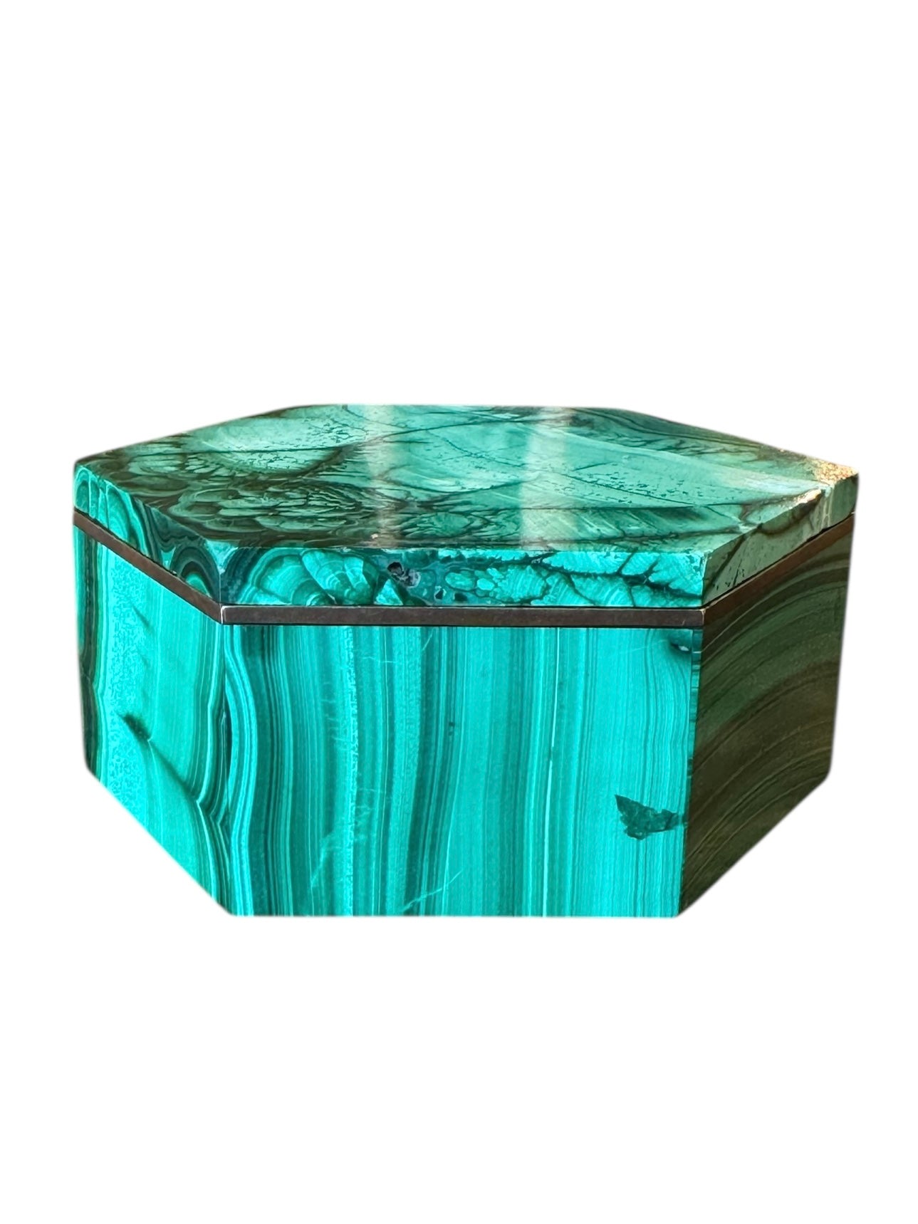 Malachite
Box
Hexagonal
Copper
Stone
Vintage
Decorative
Design
Green
Unique
Geometric
Striated
ByCloudia
Malachite box
Hexagonal box
Copper trim
Design object
Stone box
Unique design
Decorative box
Vintage box
Geometric box