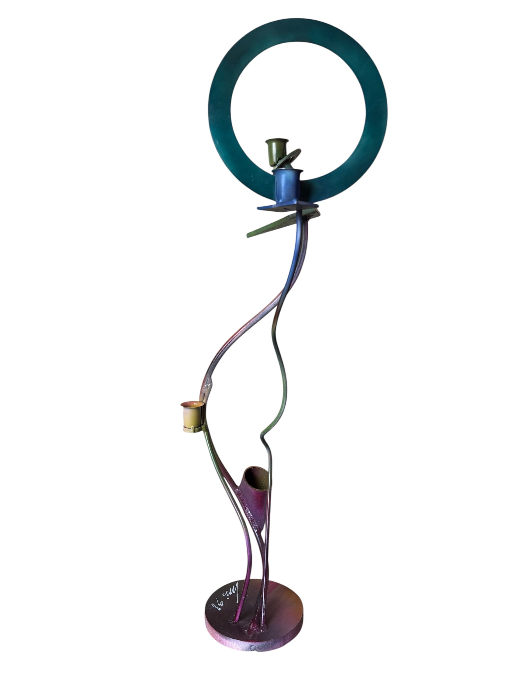 Luis Colmenares (American/New Orleans, b. 1959), Two Steel Three Light Candlestick Sculptures, 1998, Candlesticks, Steel, multicolored, New Orleans, Sculptures, Powder Coated
