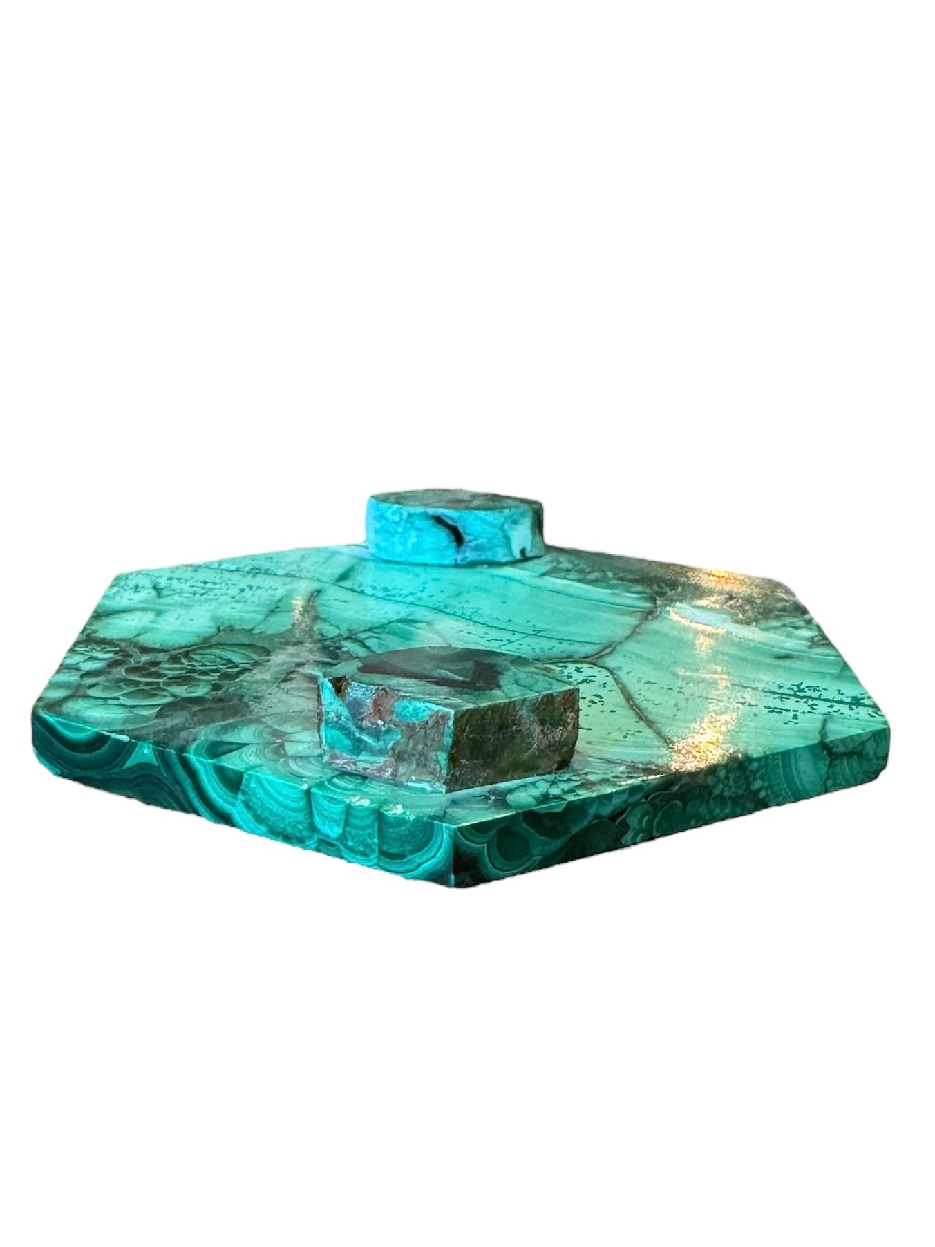 Malachite
Box
Hexagonal
Copper
Stone
Vintage
Decorative
Design
Green
Unique
Geometric
Striated
ByCloudia
Malachite box
Hexagonal box
Copper trim
Design object
Stone box
Unique design
Decorative box
Vintage box
Geometric box
