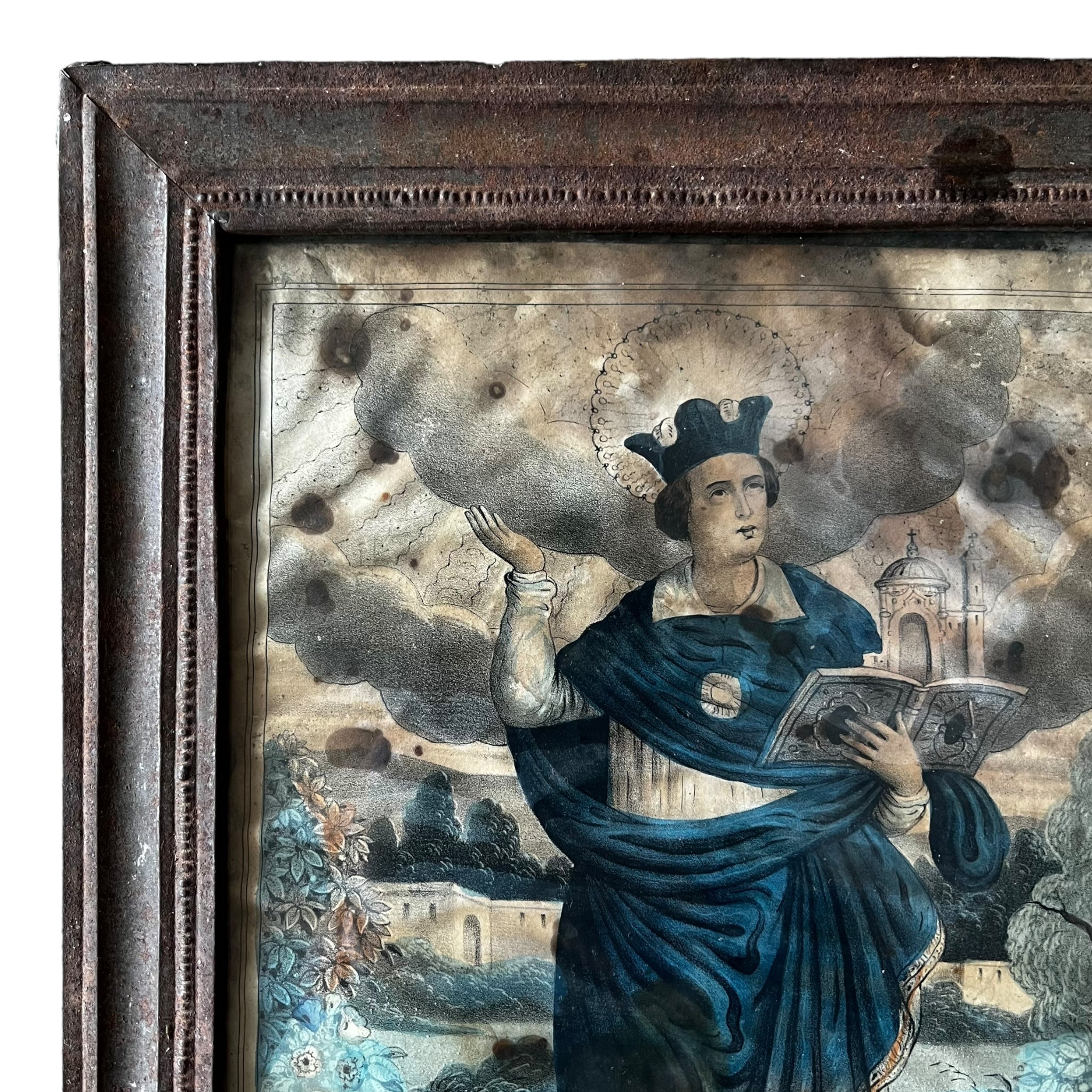 wall art
tin
Saint Thomas of Aquino
retablo
religious
Mexico
Mexican
Home
folk art
Art for All
Art
antique
19th century
art under 1000
Glass