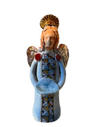 Angeli by Dominico Pinto, Angels, Sculptures, Table top ornaments, Gold accents, blue and white, geometric quilting, ceramic, folk art