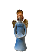 Angeli by Dominico Pinto, Angels, Sculptures, Table top ornaments, Gold accents, blue and white, geometric quilting, ceramic, folk art