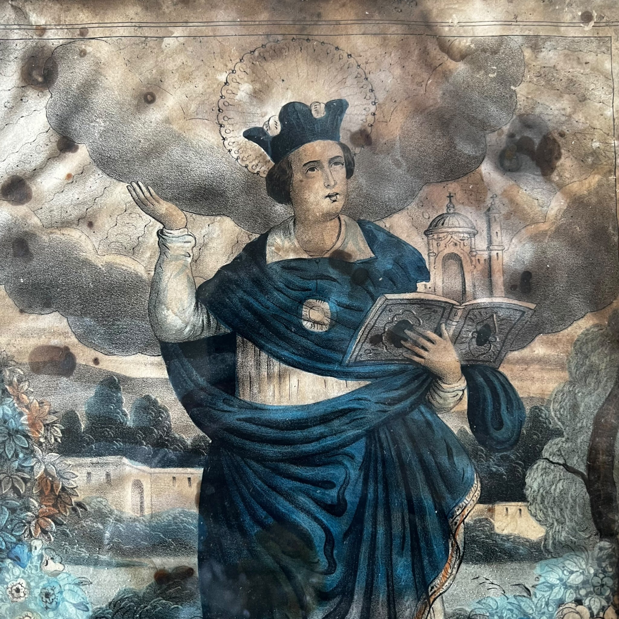 wall art
tin
Saint Thomas of Aquino
retablo
religious
Mexico
Mexican
Home
folk art
Art for All
Art
antique
19th century
art under 1000
Glass