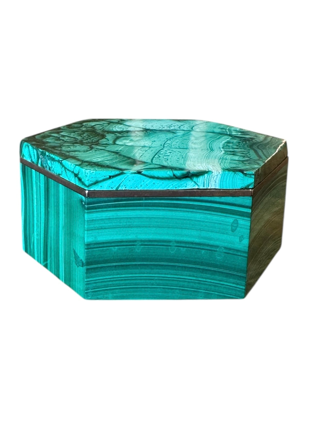 Malachite
Box
Hexagonal
Copper
Stone
Vintage
Decorative
Design
Green
Unique
Geometric
Striated
ByCloudia
Malachite box
Hexagonal box
Copper trim
Design object
Stone box
Unique design
Decorative box
Vintage box
Geometric box