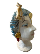 Testine By Dominico Pinto, Dominico Pinto, Ceramic, Contemporary, Grottagile Ceramic, Apulian, Woman, Sculpture, Head Sculpture, Table top, Teste Di Moro Interpretation, Sicilian Folklore,