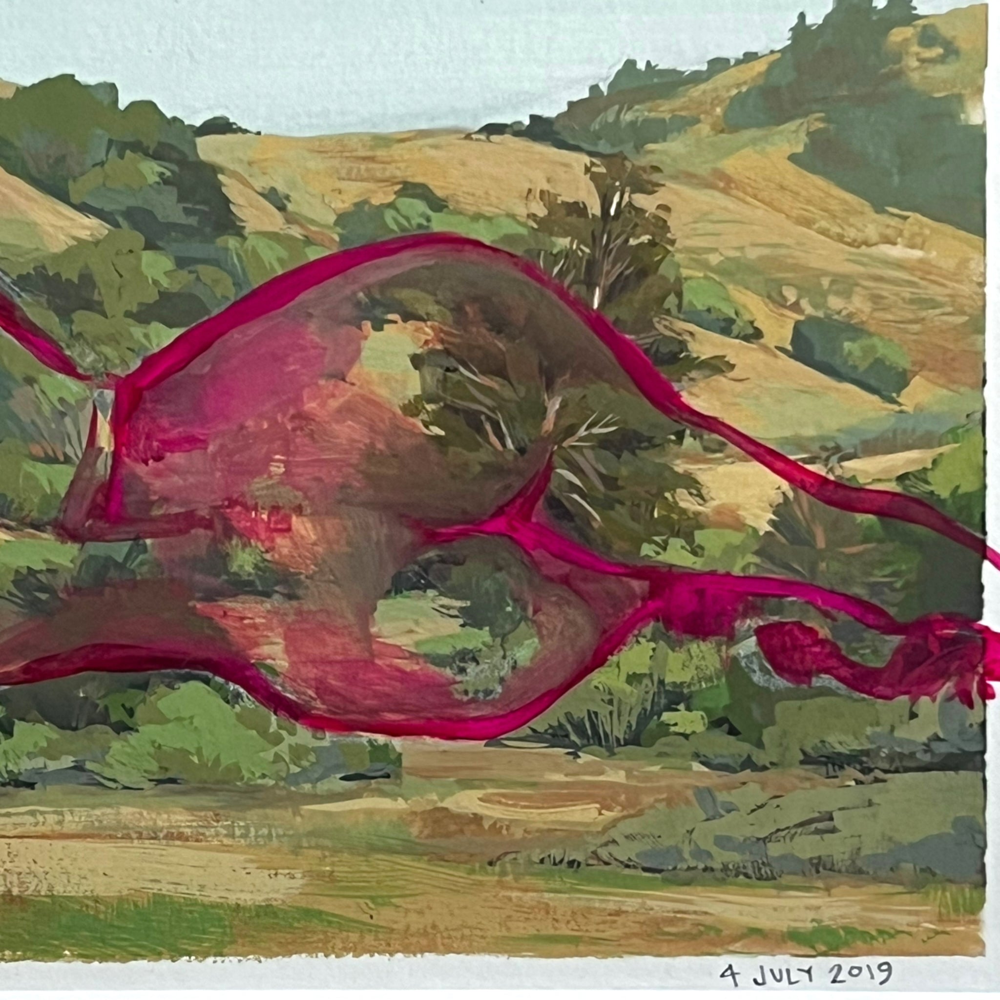 woman
wall art
Plein Air
Painting
original art
Ondrea Vicklund
nude
Landscape
in the buff
hot pink
Home
gouache
Figure
Contemporary
Colorful
Art
american