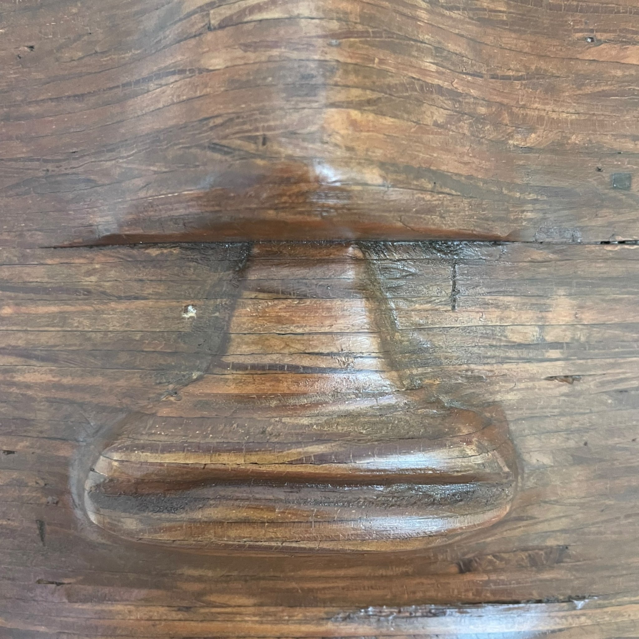 Artisan wood wall sculpture with human face