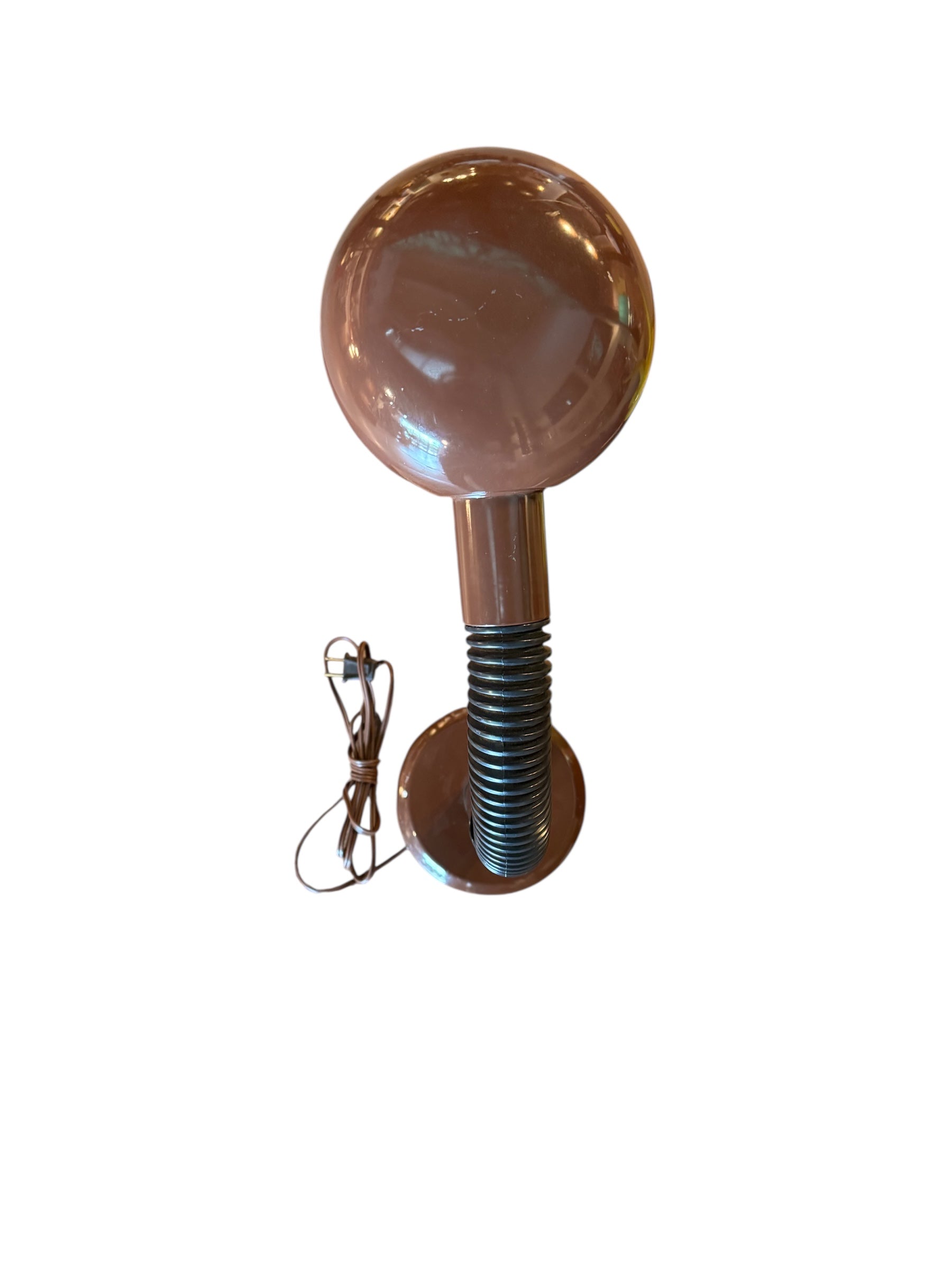 Mid-century modern brown table lamp with a flexible gooseneck.
Retro brown Fagerhults Cobra table lamp from the 1970s.