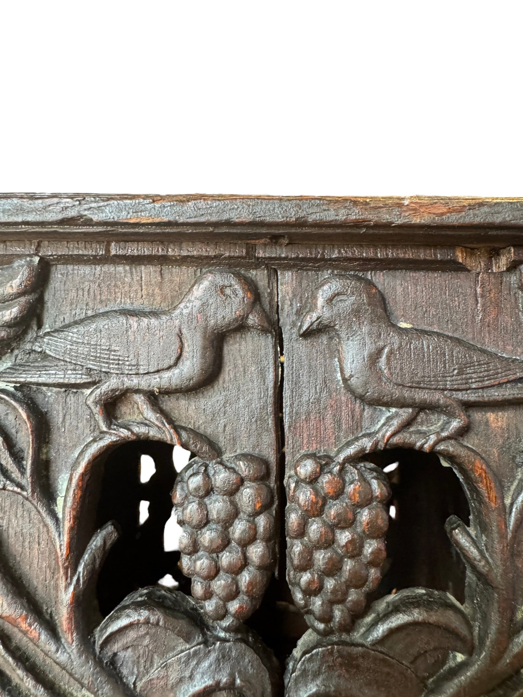 Diminutive Piece Carved Mahogany Cabinet, 19th Century, Mahogany, Cabinet, bird carvings, botanical carvings, sloping integral base, one door, floral motifs, brass door handle