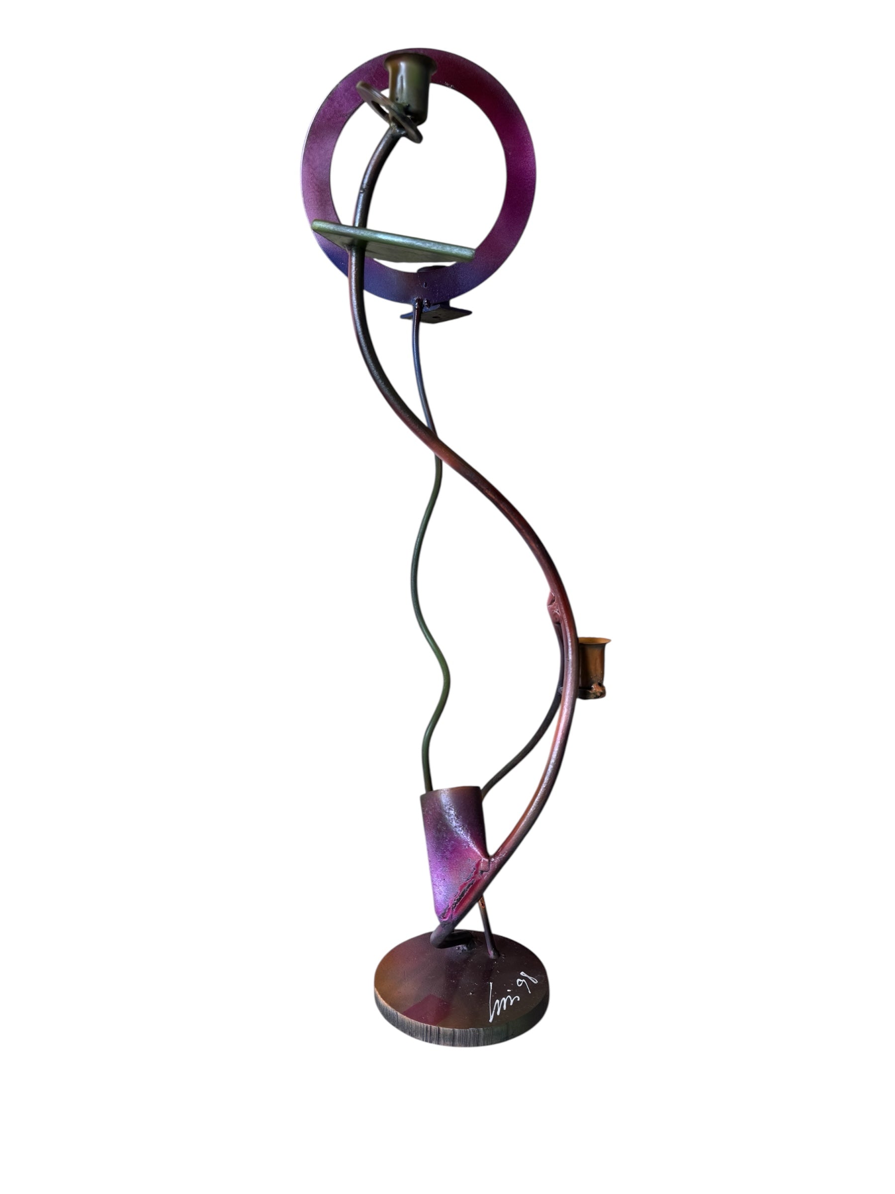 Luis Colmenares (American/New Orleans, b. 1959), Two Steel Three Light Candlestick Sculptures, 1998, Candlesticks, Steel, multicolored, New Orleans, Sculptures, Powder Coated