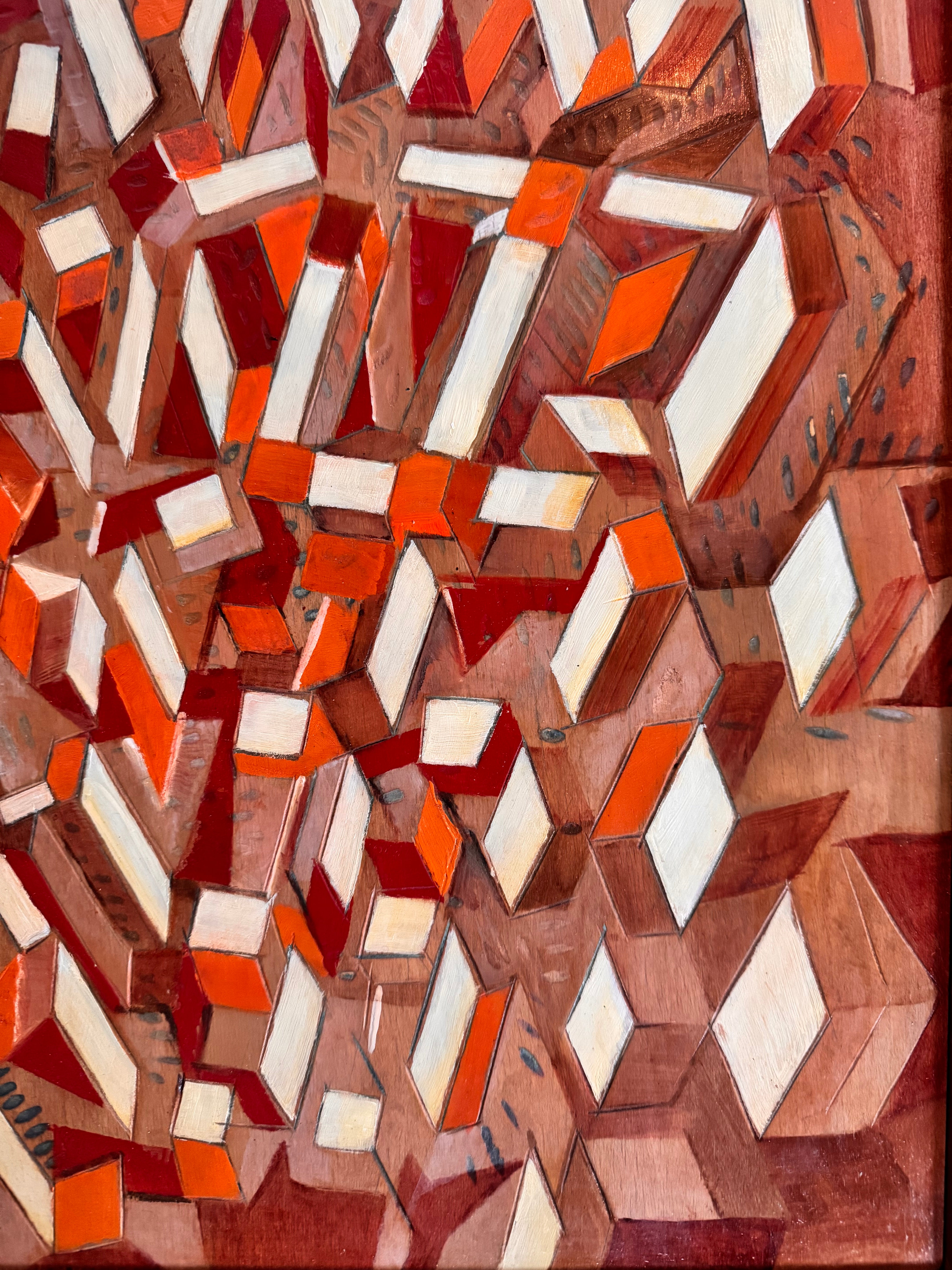 Abstract geometric pattern with brown, orange, and white colors