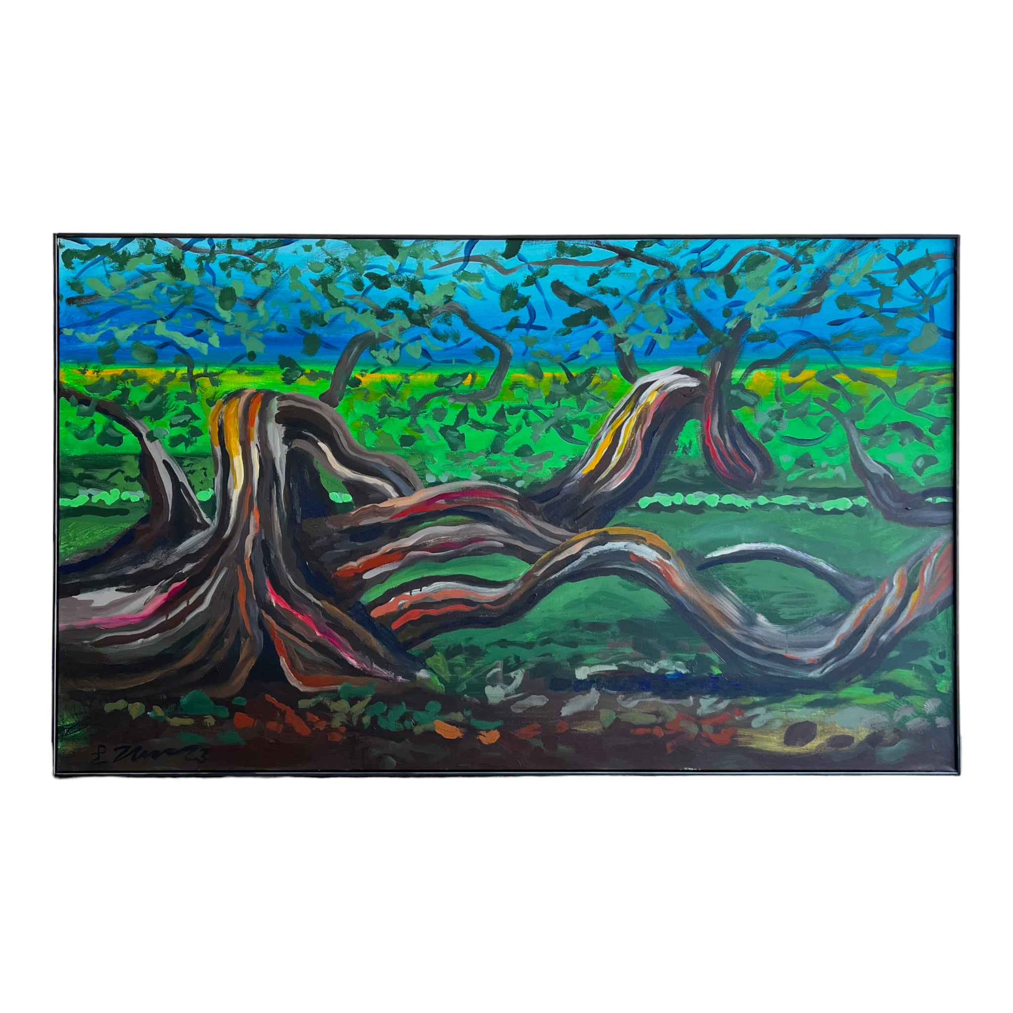 wall art
trees
Spanish artist
spain
living room
Living
Jesus Zamarron
Home
framed
Contemporary
Colorful
blue and green
Art
acrylic painting
Large art
steel frame