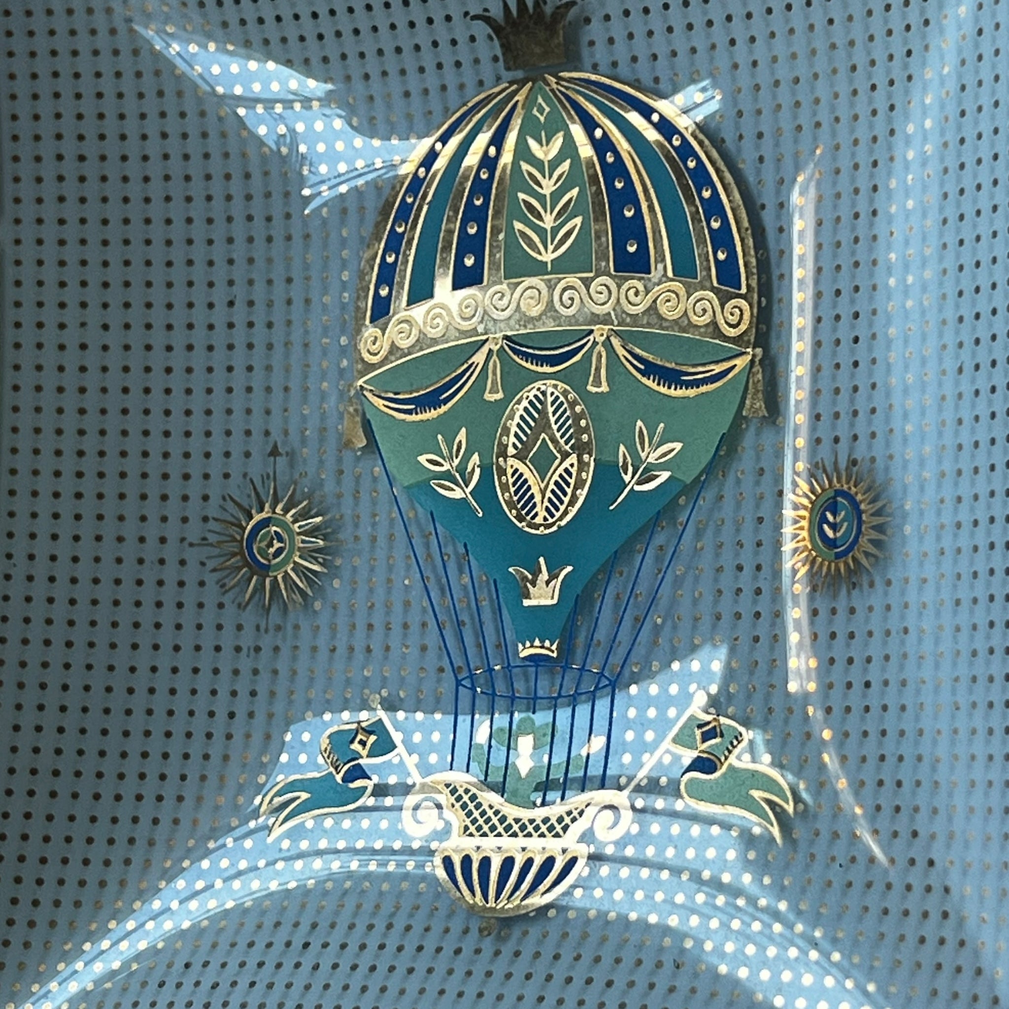 whimsical
tray
tabletop
Table Top
platter
mid century modern
Mid century
metallic
hot air balloon
Gold
Glass
Georges Briard
blue and white
1950s
decorative
decorative bowl
decorative tray