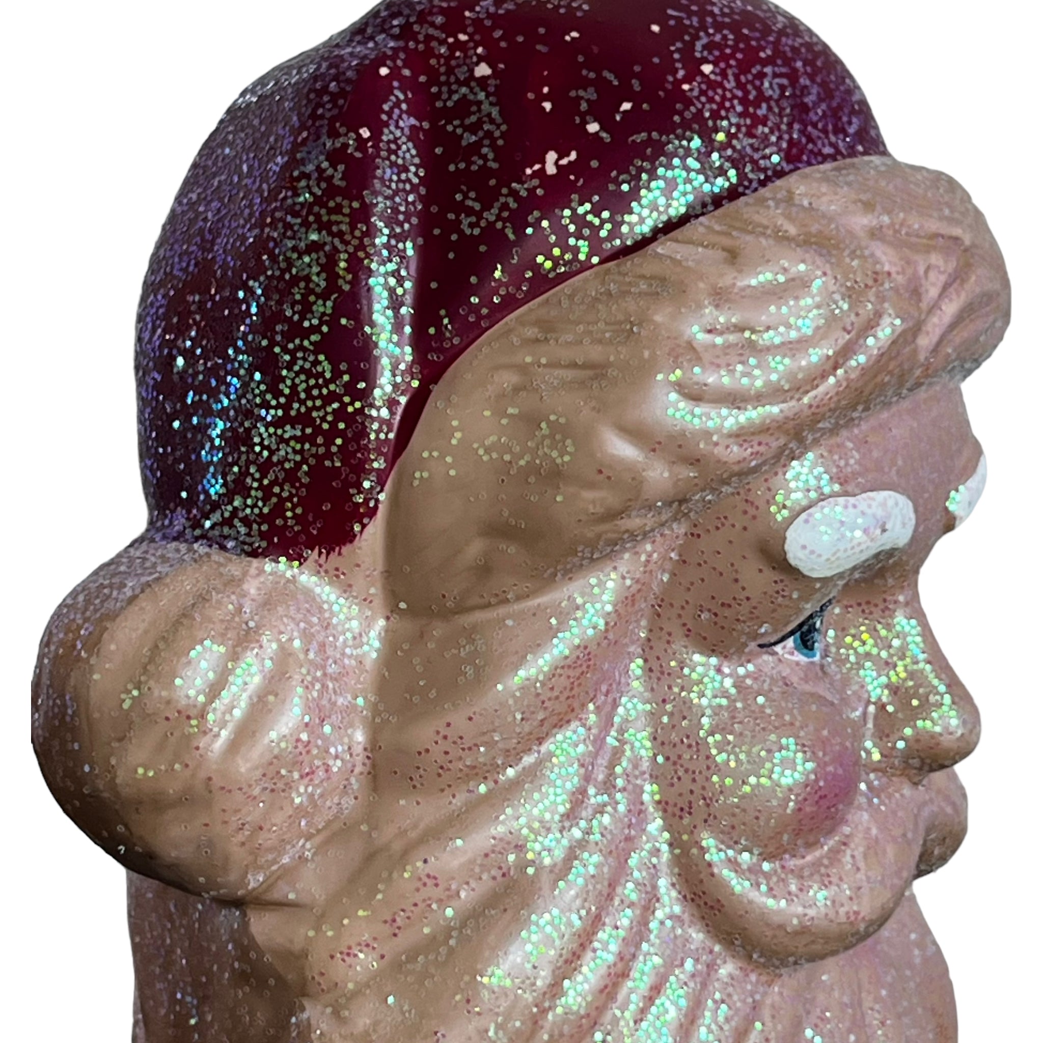 Vintage
st nick
santa claus
Santa
sale
Red
ornaments
holiday
glitter
Festive
entertaining
decorative
Decor
christmas
80s
1980s
Table Top
Figure
head
face
religious