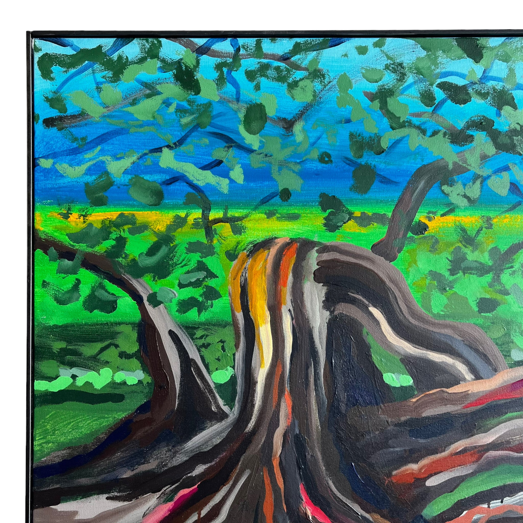 wall art
trees
Spanish artist
spain
living room
Living
Jesus Zamarron
Home
framed
Contemporary
Colorful
blue and green
Art
acrylic painting
Large art
steel frame