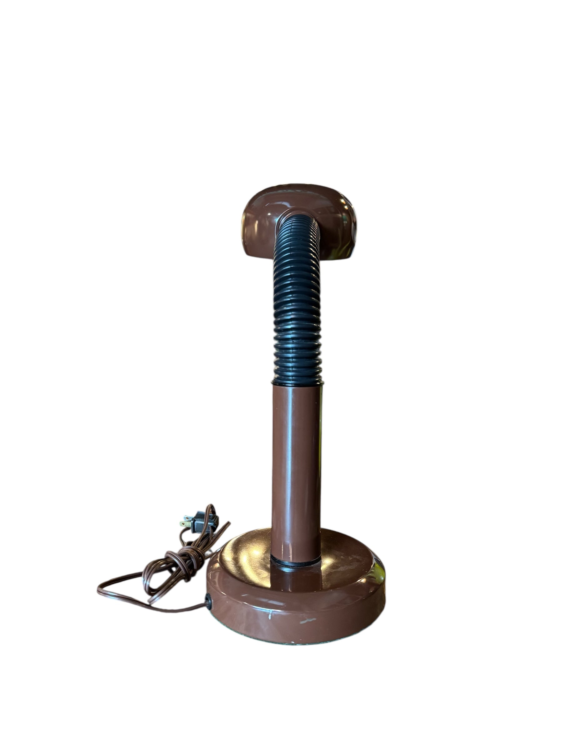 Mid-century modern brown table lamp with a flexible gooseneck.
Retro brown Fagerhults Cobra table lamp from the 1970s.