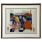 Original signed screen print by Richard Merkin featuring a whimsical scene with a couple and animals, titled 'An Amateur Circus'.