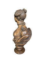 Terracotta bust of Madame de Pompadour, highlighting her elegant features and elaborate coiffure in the Rococo style of the French court.
