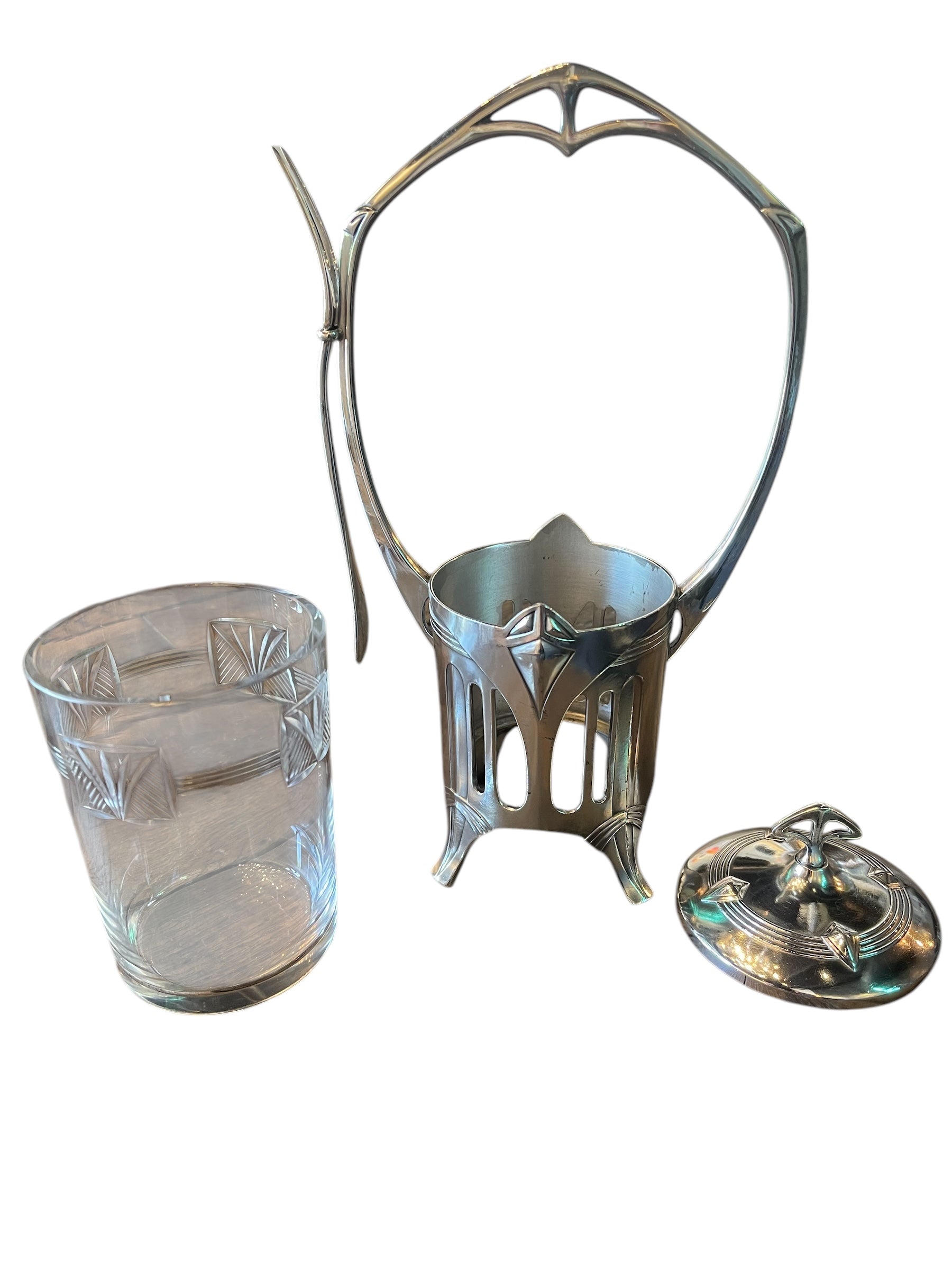 WMF
tableware
tabletop
Table Top
Silver
serveware
pickle jar
Kitchen
holiday gift
Glass
gift idea
Germany
German
fork
entertaining
art nouveau
antique
German WMF Art Nouveau Silver Plated Pickle Jar
Art Nouveau Silver Plated Pickle Jar
German Art Nouveau Silver Pickle Jar
antique pickle jar