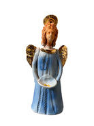 Angeli by Dominico Pinto, Angels, Sculptures, Table top ornaments, Gold accents, blue and white, geometric quilting, ceramic, folk art