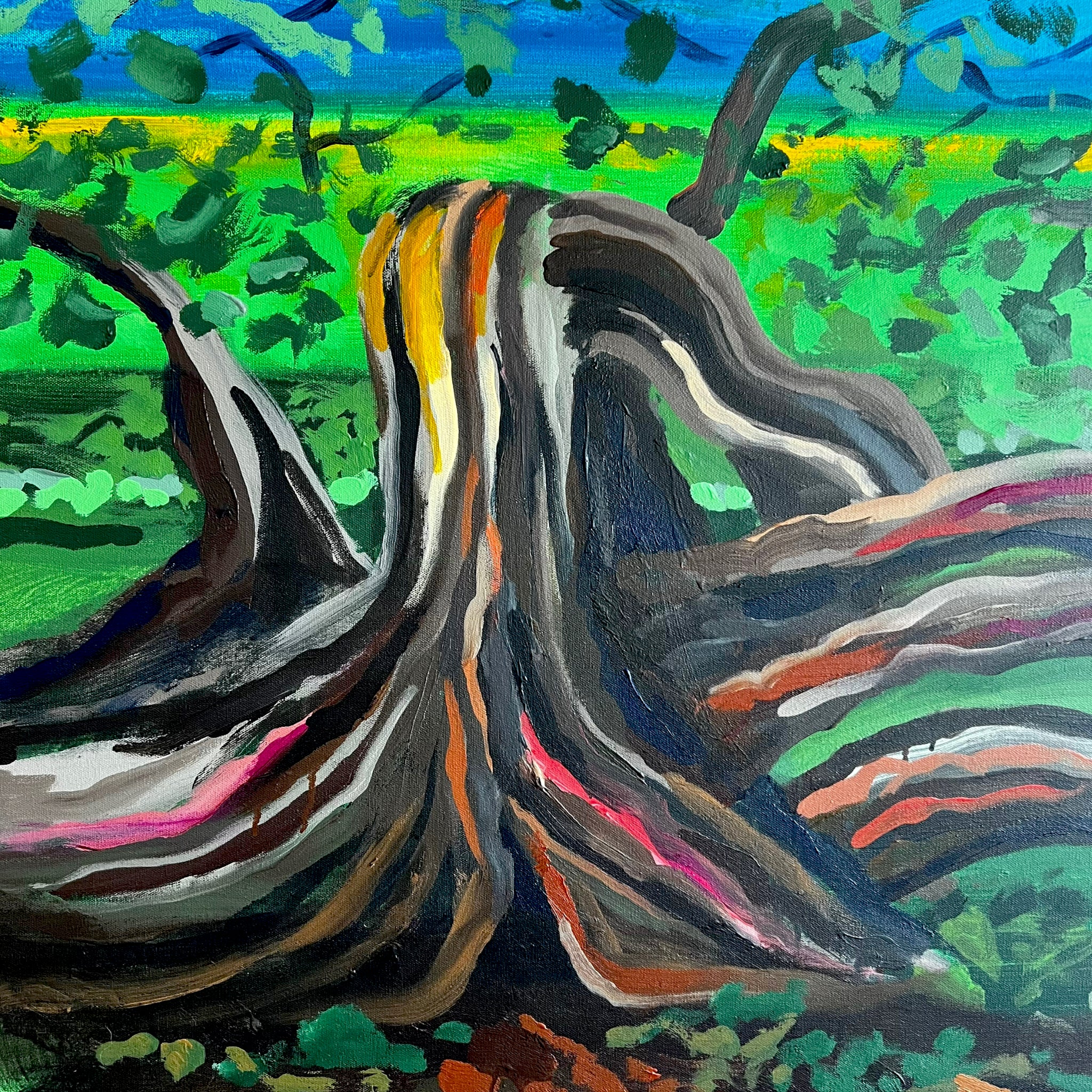 wall art
trees
Spanish artist
spain
living room
Living
Jesus Zamarron
Home
framed
Contemporary
Colorful
blue and green
Art
acrylic painting
Large art
steel frame