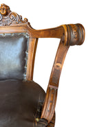 Antique French carved chair 
Figural crest walnut desk chair 
19th-century French leather swivel 
Vintage wood office chair sale
Antique french wooden chair
Carved walnut
Leather seat
Swivel base
Figural crest
Antique chair
French design
Desk chair
19th-century
Antique
Vintage
French
Carved
Walnut
Swivel
Desk chair
Leather
Upholstered
Ornate
Figural
Wood
Nineteenth-century
Office
Patinated
Decorative
Unique