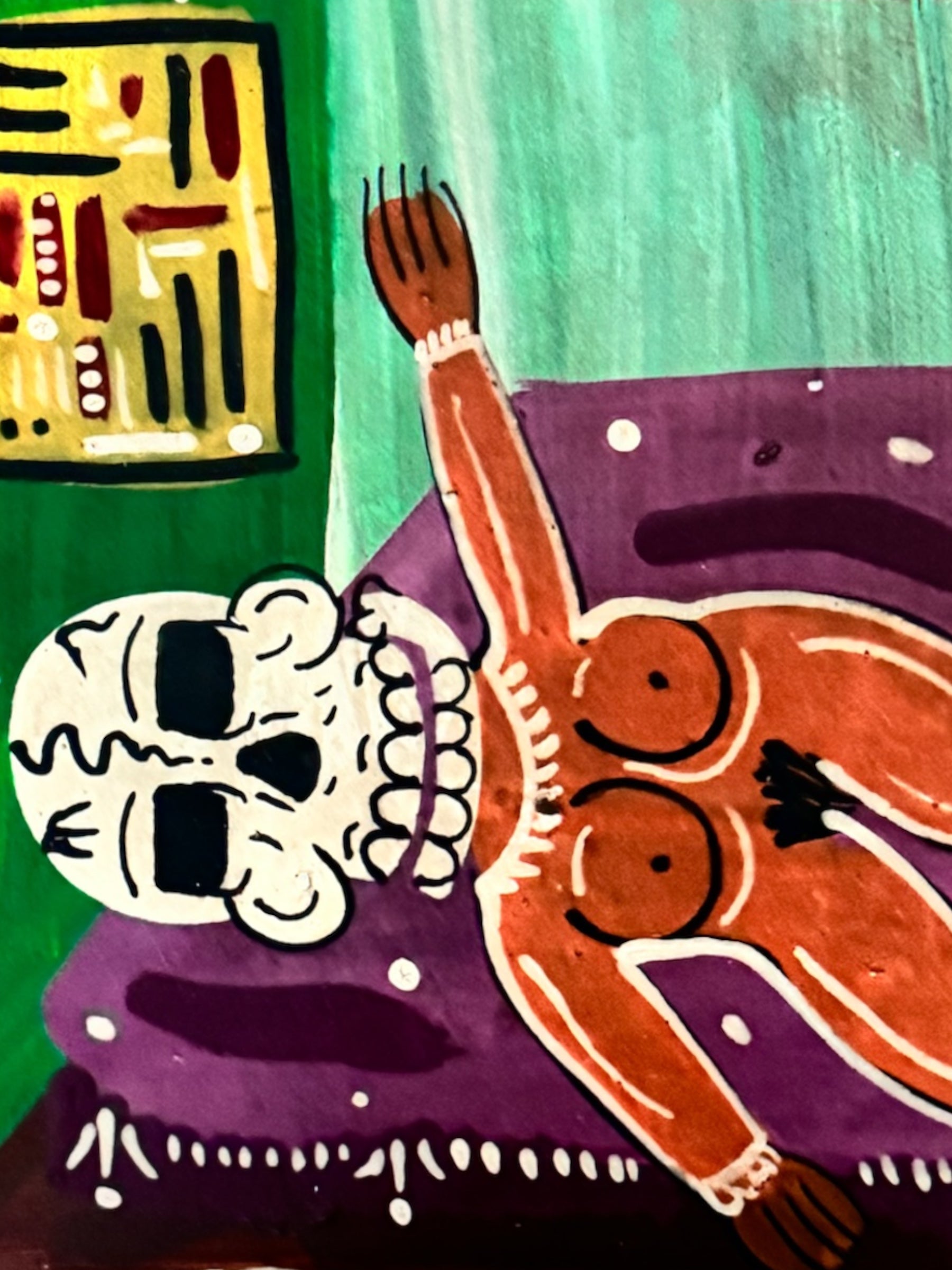 wall art
skeleton
religious
nude
Mexico
Mexican artist
Mexican
folk art
exvoto
Diego Rivera
devotional art
Contemporary
Colorful
color
Art for All
Art
acrylic painting
Christopher Rodriguez Contreras
Christopher Rodriguez Contreras art
Christopher Rodriguez Contreras mexican folk art
Christopher Rodriguez Contreras artist