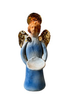 Angeli by Dominico Pinto, Angels, Sculptures, Table top ornaments, Gold accents, blue and white, geometric quilting, ceramic, folk art