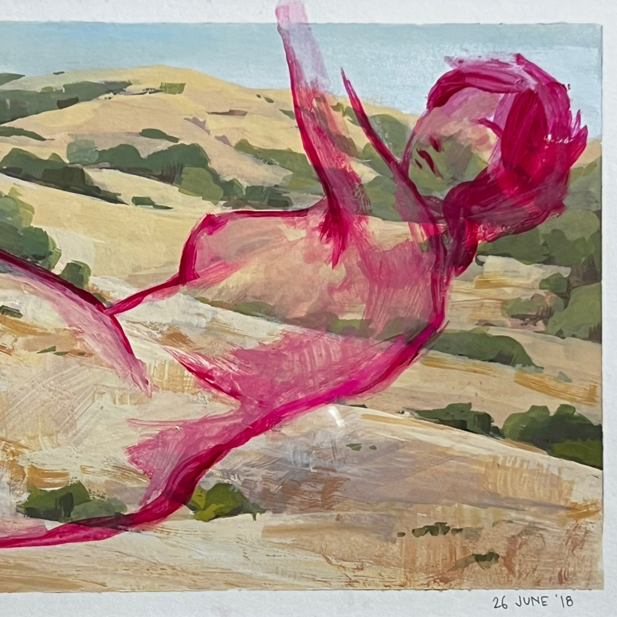 woman
Watercolor
wall art
Plein Air
Painting
Ondrea Vicklund
nude
Landscape
in the buff
hot pink
Home
gouache
gold frame
framed
Figure
female
Contemporary
Colorful
Art
american