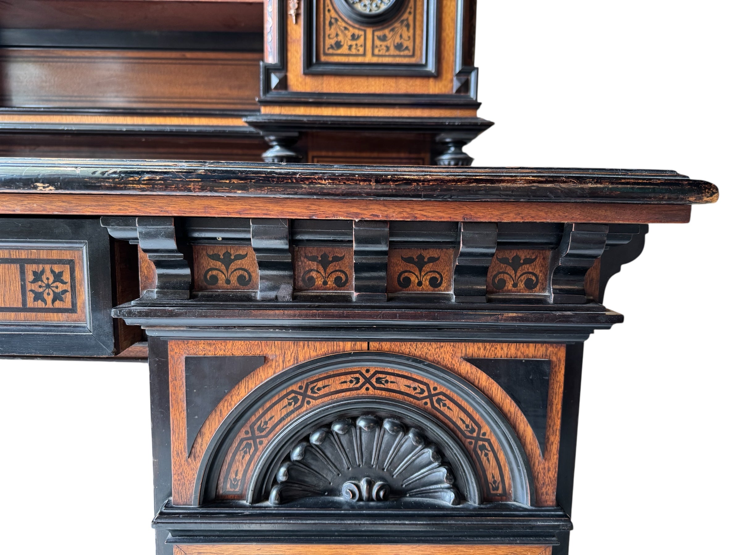 Writing desk
Antique
Victorian
19th-century
English
Walnut
Parcel-ebonized
Construction & Craftsmanship:
Dovetail joints
Handcrafted
Solid wood
Plank construction
Joinery
Construction details
Traditional woodworking
