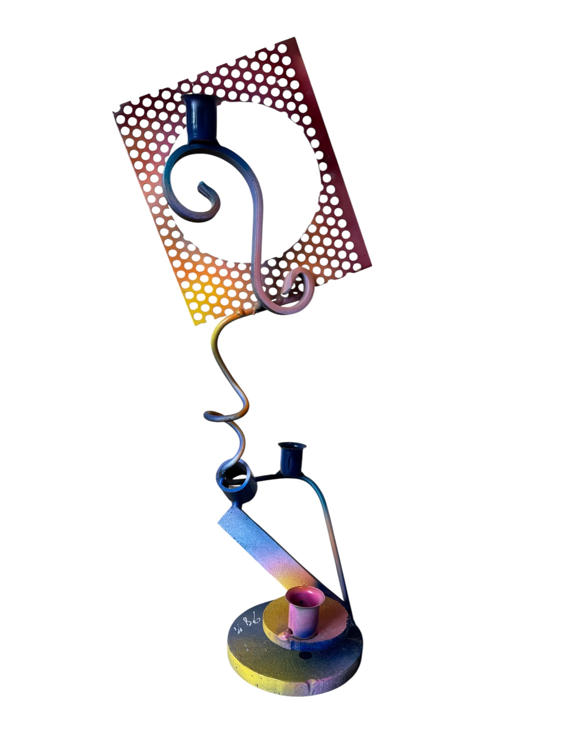 Luis Colmenares (American/New Orleans, b. 1959), Two Steel Three Light Candlestick Sculptures, 1998, Candlesticks, Steel, multicolored, New Orleans, Sculptures, Powder Coated