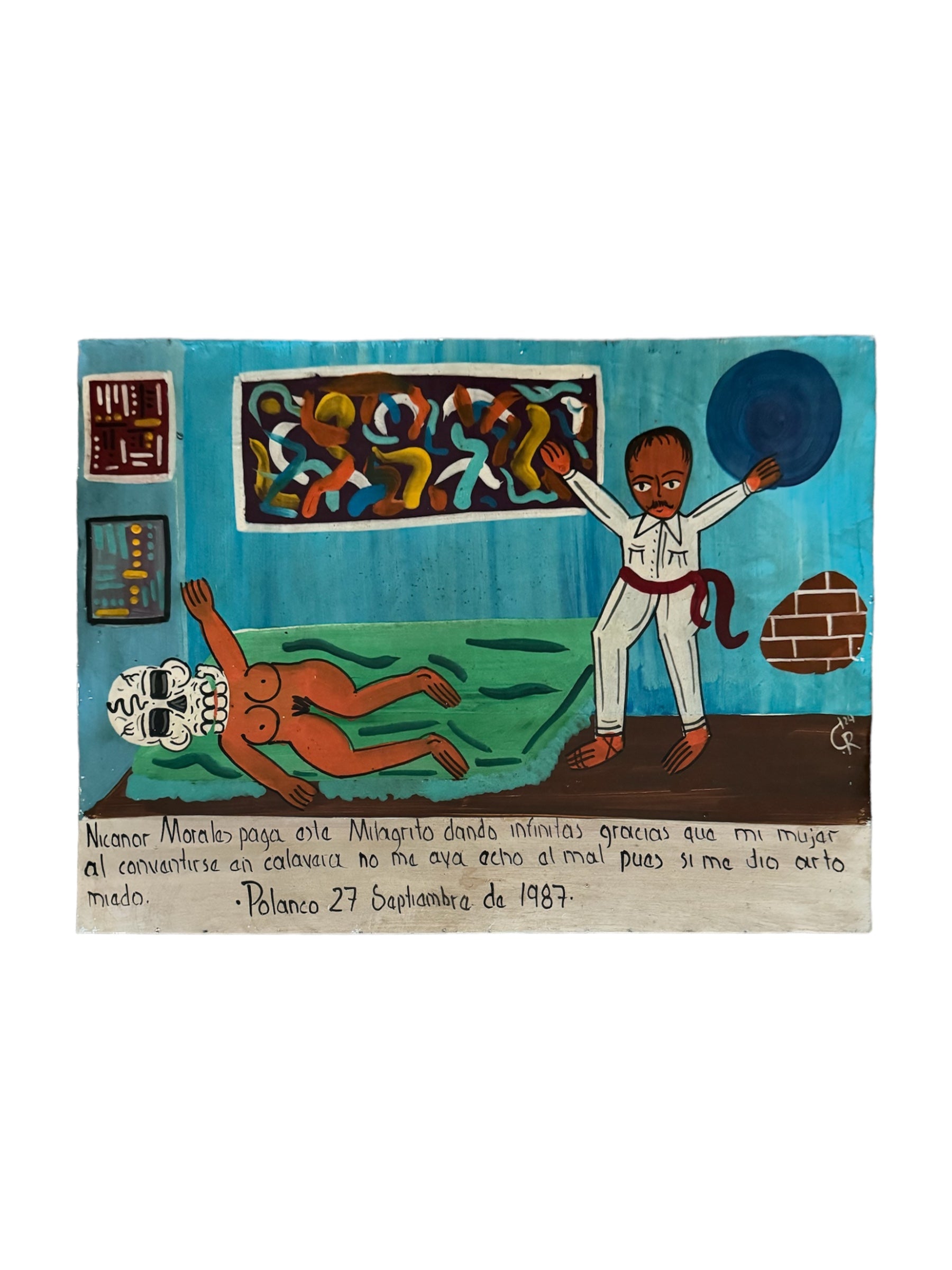 wall art
tin
skeleton
religious
Painting
nude
Mexico
Mexican artist
Mexican
folk art
exvoto
devotional art
Colorful
Art for All
Art
acrylic painting
Christopher Rodriguez Contreras
Christopher Rodriguez Contreras art
Christopher Rodriguez Contreras artist
religious art
mexican art