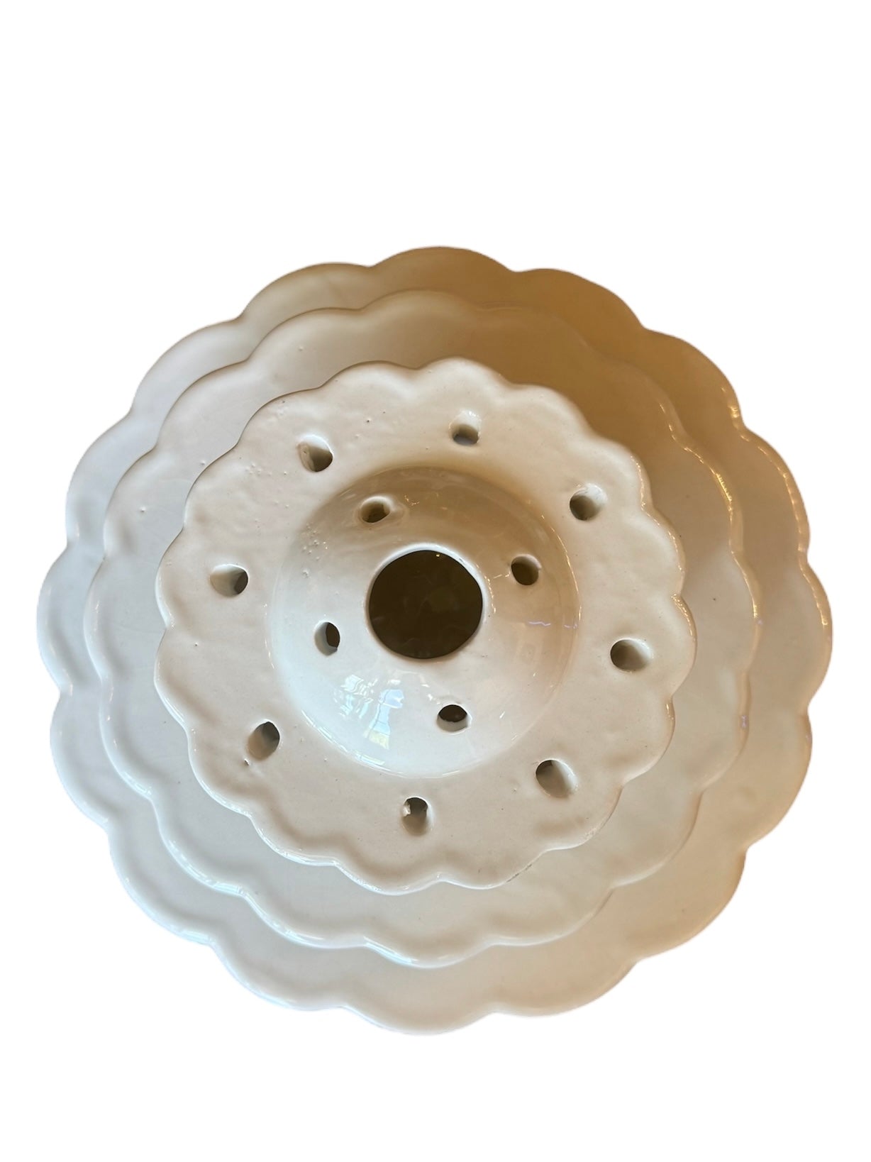 White Tiered Flower Frog Vase - Martha Stewart by Mail
Vintage 1990s Martha Stewart Ceramic Vase
Martha Stewart Collectible Flower Frog - Tiered Design
Scalloped Edge Tiered Flower Frog Vase
Vintage Martha Stewart "Martha By Mail" Flower Frog