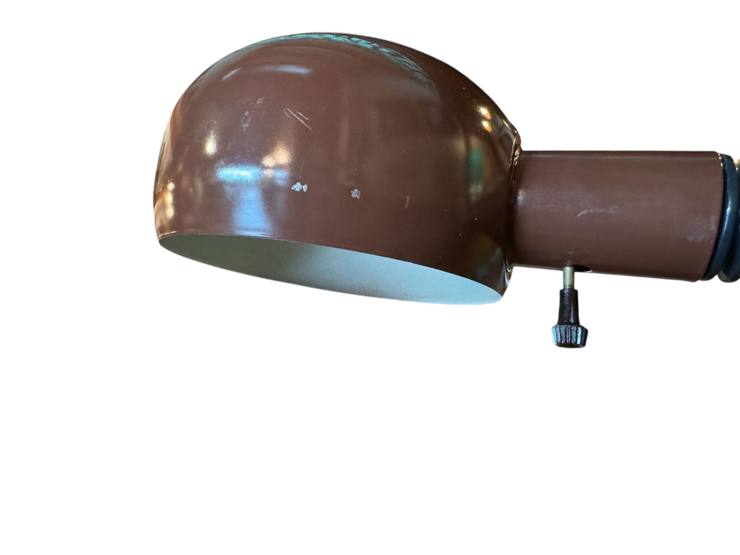 Mid-century modern brown table lamp with a flexible gooseneck.
Retro brown Fagerhults Cobra table lamp from the 1970s.