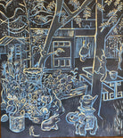 wall art
trees
Texas artist
Texas
Robert Wymer
Painting
Oil painting
nature
Local artist
garden
cats
Blue
Black
austin artist
Art
Animals
"Garden Pond Blue" by Robert Wymer
contemporary art
Oil on walnut plywood
Maple frame
